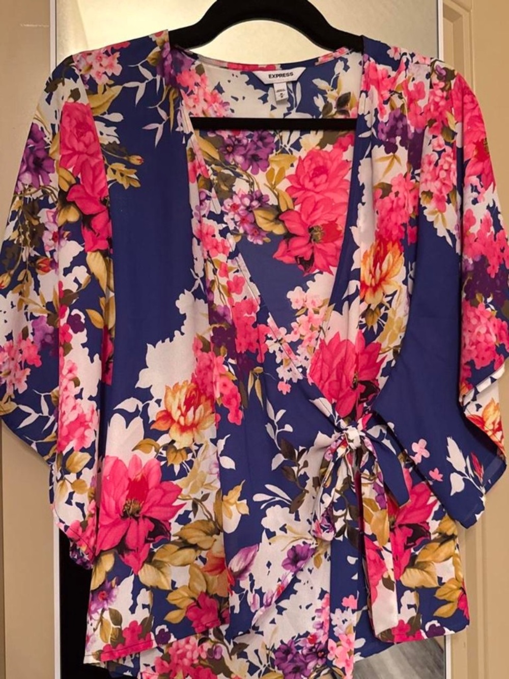 Express Floral Wrap Blouse